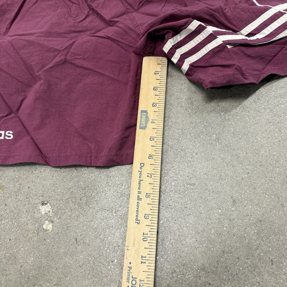 Vintage 90s Adidas 3 Stripe Shorts Embroidered Big Trefoil Athletic Maroon Large - Picture 6 of 7